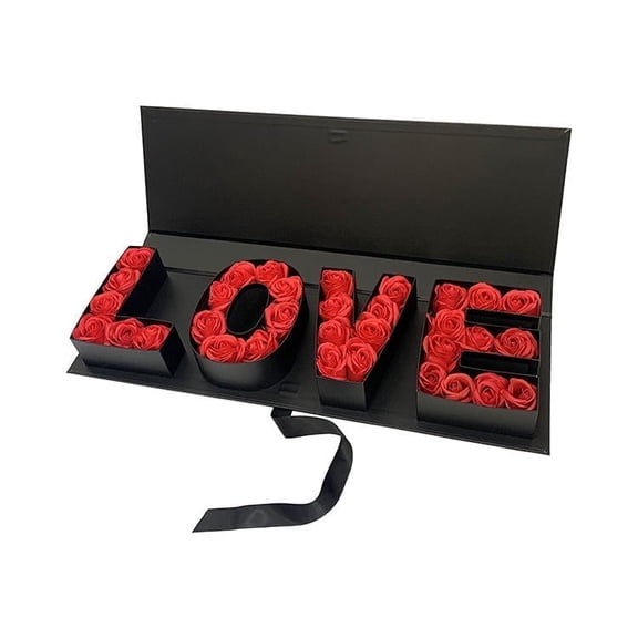 Elegant Red Rose Soap Flower Gift Set -Valentine Gift- LOVE Design Box for Romantic Occasions, Valentine's Day, Anniversaries & More