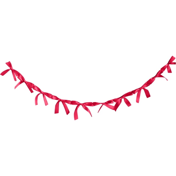 Elegant Red Satin Bow, Decorative Ribbon Streamer for Wedding Party Decor, 10 Bows 1.6m Pull-String Garland for Wall Backdrop, Gift Wrapping, Festive Birthday Anniversary Holiday Celebration