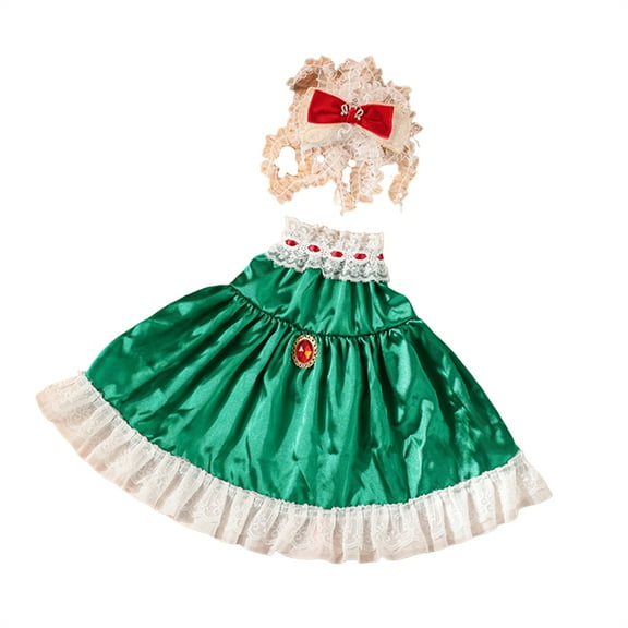 Elegant Red Satin Dress Costume with Lace Trim and Headband for Dolls, Vintage Style Outfit for 18 Inch Dolls