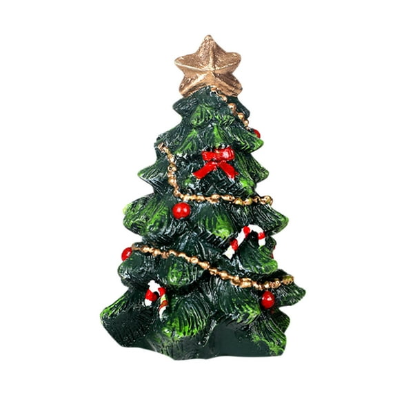 Elegant Resin Christmas Tree Centerpiece, Handcrafted Table Decor with Festive Ornaments, Holiday Xmas Home Decoration for Mantel or Desk, 9cm to 13cm Sizes