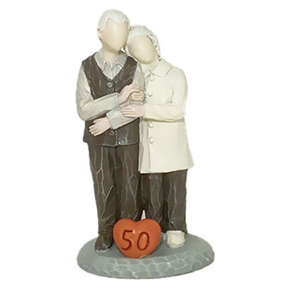 Elegant Resins Loving Elderly Couple Statue Figurine Anniversary Sculpture for Wedding Celebration Home Decors