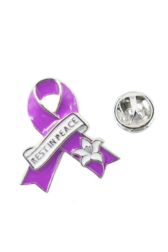 Secure Pin Rest in Peace Ribbon Flower Brooch Stylish Design Badge Pin For Casual Outfits Professional Clothing