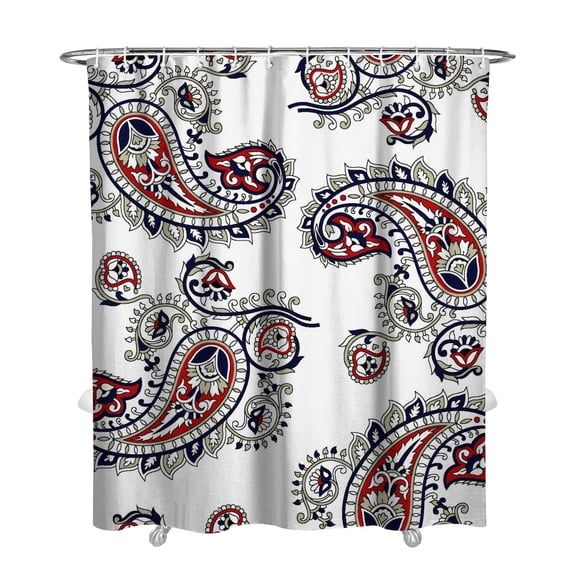 Elegant Retro Paisley Curtain 72x84 Inches, Quick-Dry Polyester with Hooks, Colorful Boho Floral Artistic Design for Bathrooms