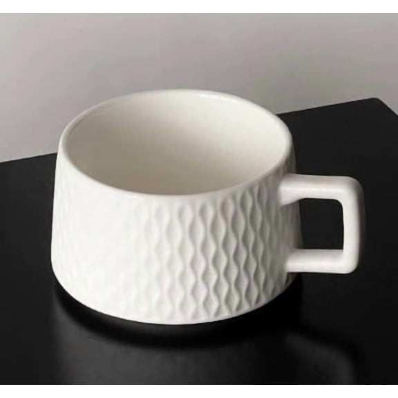 Elegant Retro Stone-Patterned Ceramic Coffee Mug - 400ml Latte and Cappuccino Cup