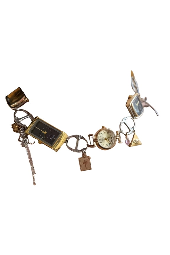 Elegant Retro Styles Crossed Necklace with Clock Charm And Copper Zircon Collarbone Chain Accessories