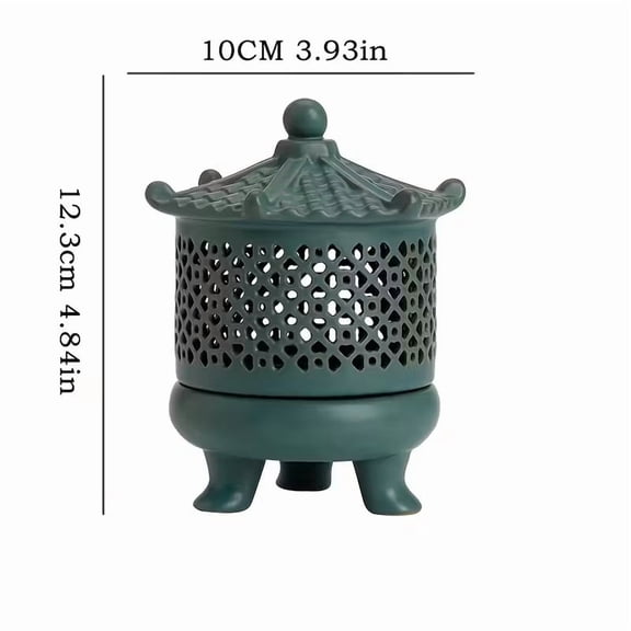 Elegant Retro Tower Ceramic Incense Holder  Reflux Backflow Design for Home Aromatherapy & Decoration, Unscented, Durable, Ideal for Living Room, Bedroom, Meditation Space
