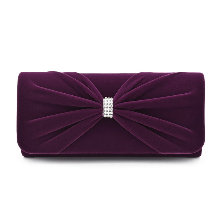 Purple velvet clutch bag sales