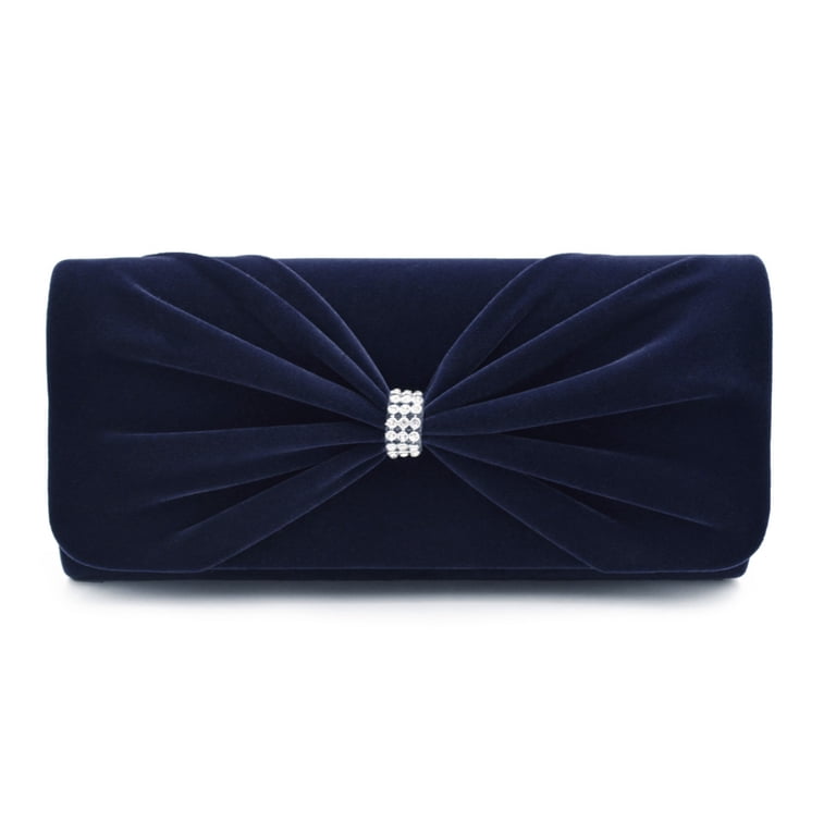 Elegant Rhinestone Bow Front Velvet Clutch Evening Bag  display picture 2