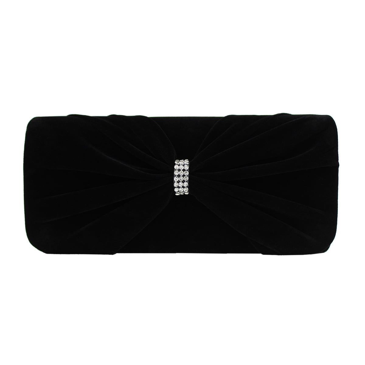 Elegant Rhinestone Bow Front Velvet Clutch Evening Bag Handbag ...