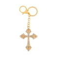 thumbnail image 1 of Elegant Rhinestone Cross Keychain for Women, Sparkling Metal Crystal Key Ring Organizer, Religious Faith Gift Accessory, 1 of 3
