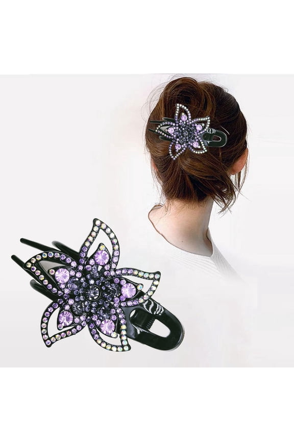 Elegant Rhinestone Hair Clip for Women Sparkling Disc Barrette with Full Prong Setting Secure Grip Hair Accessory