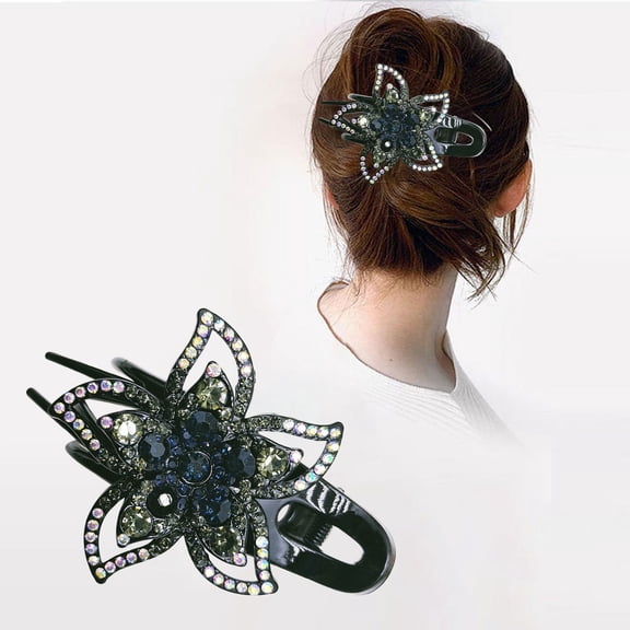 Elegant Rhinestone Hair Clip for Women Sparkling Disc Barrette with Full Prong Setting Secure Grip Hair Accessory