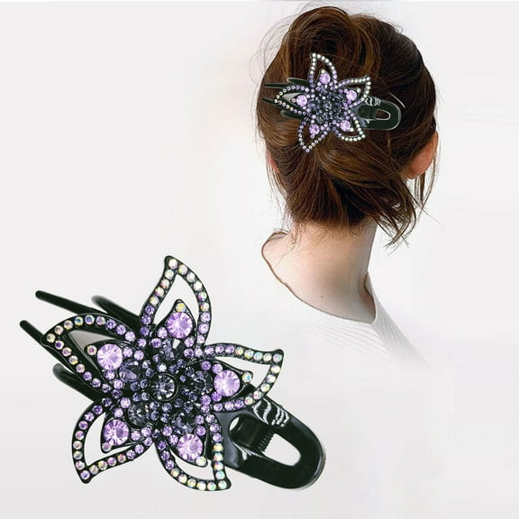 Elegant Rhinestone Hair Clip for Women Sparkling Disc Barrette with Full Prong Setting Secure Grip Hair Accessory