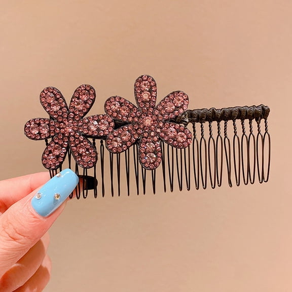 Elegant Rhinestone Hair Clips for Women and Girls Secure Back Head Hair Styling Accessories with Inverted Comb Design