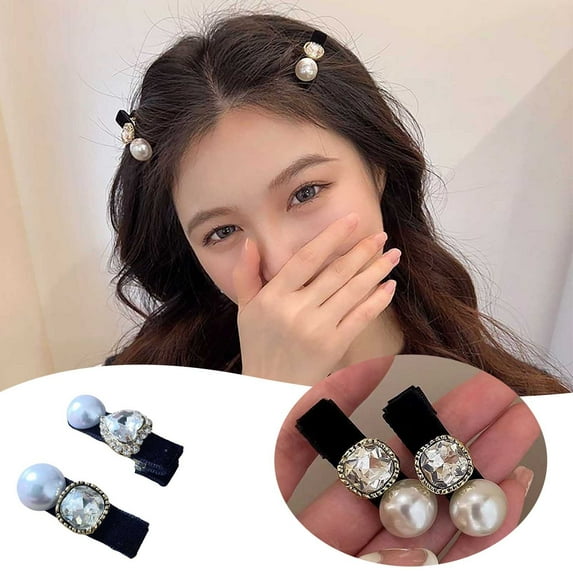Elegant Rhinestone Hairpin Side Clip Pearl Embellishment Barrettes for Women Girls Hair Accessories Party Wedding Bridal