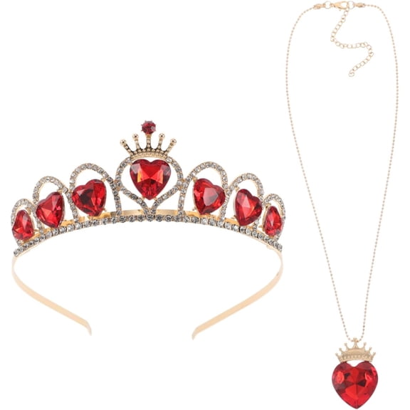 Elegant Rhinestone Heart Princess Tiara and Necklace Set for Bride Wedding Bridal Crown Prom Queen Accessories Durable Alloy Craftsmanship