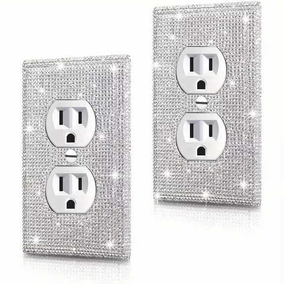 Elegant Rhinestone Light Switch Cover - Shiny Silver Decorative Toggle Wall Plate for Home Dcor, Bedroom, Living Room, Office