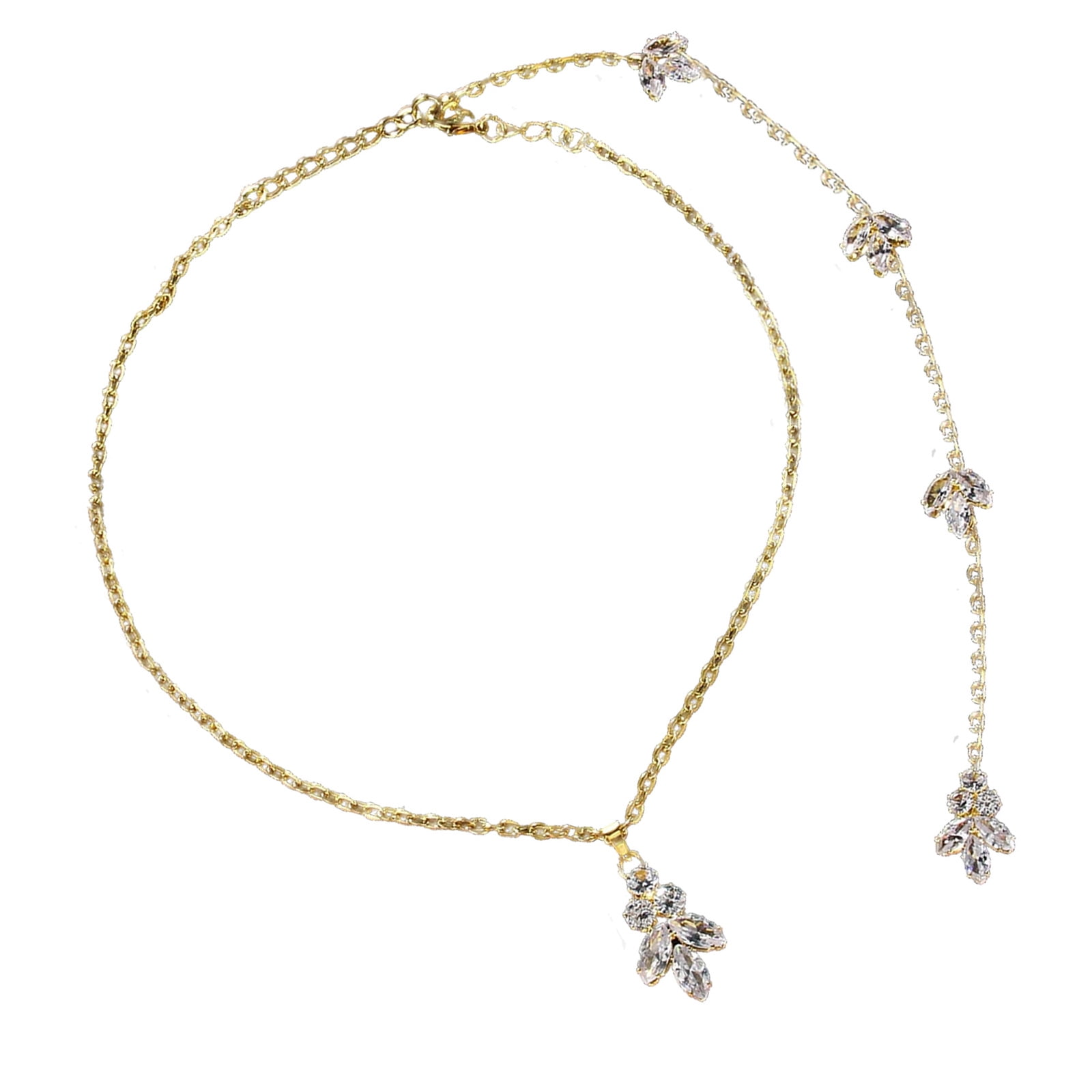 Elegant Rhinestones Back Necklace for Women Sparkling Crystal Bridal ...