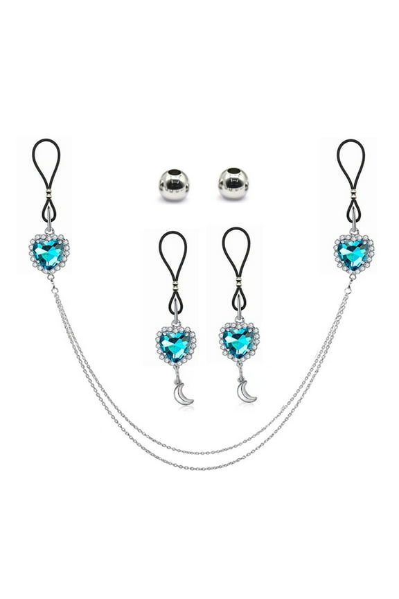 Elegant Rhinestones Nipple Rings Set with Chain Jewelry for Fashionable Women Vacation and Unique Styles Enthusiasts