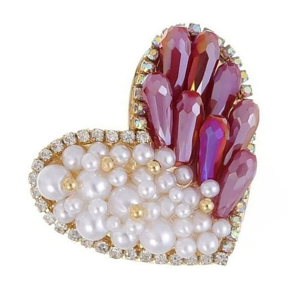 Elegant Rhinestones Pearls Brooch Sparkling Rhinestones Heart Brooch Pin Jewelry With Pearls Accent Decors for Women