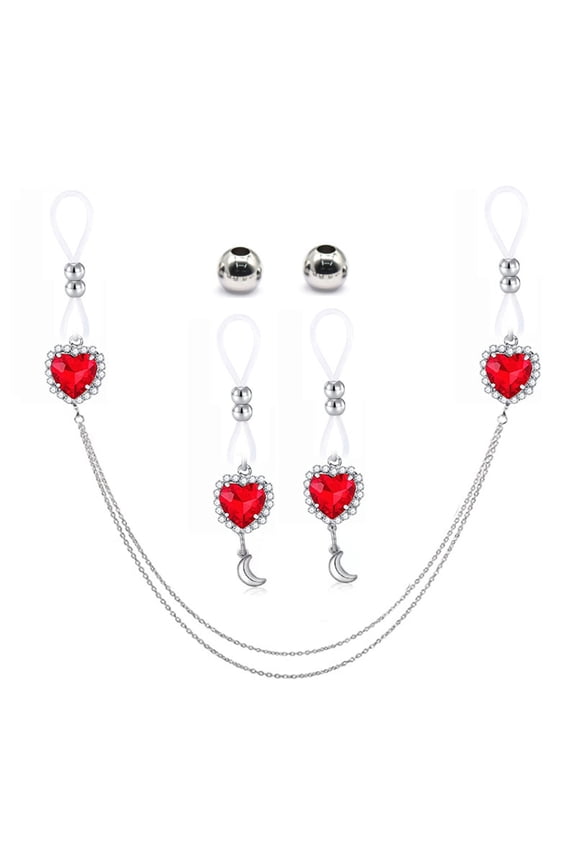 Elegant Rhinestones Pendant Nipple Jewelry Set NonPiercing Nipple Rings Breasts Dangles for Women Comfortable Wear
