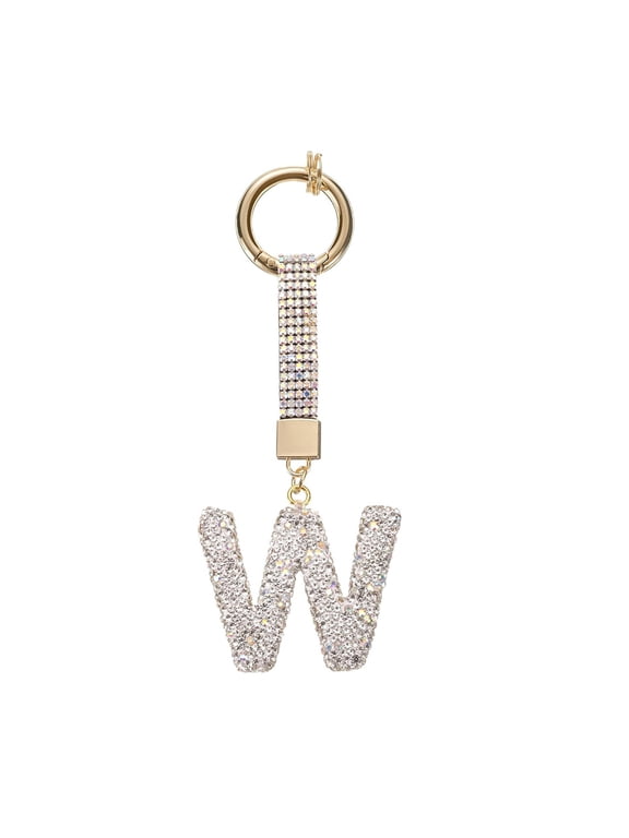 Elegant Rhinestones Studded Keychain Featuring Initial Letters, Lightweight Alloy Gift for Students and Professionals