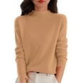 thumbnail image 1 of Elegant Ribbed Cuff Womens Sweater Long Sleeve Breathable Thermal Comfort Knitted Top for Wor or Daily Wear, 1 of 9