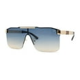 thumbnail image 1 of Elegant Rimless Flat Top Mobster Shield Racer Sunglasses Gold Blue Brown, 1 of 4