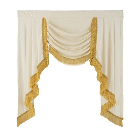 Elegant Rippled Design Curtain Valance Fringe Detail 90% Light Blocking Soft Drapes