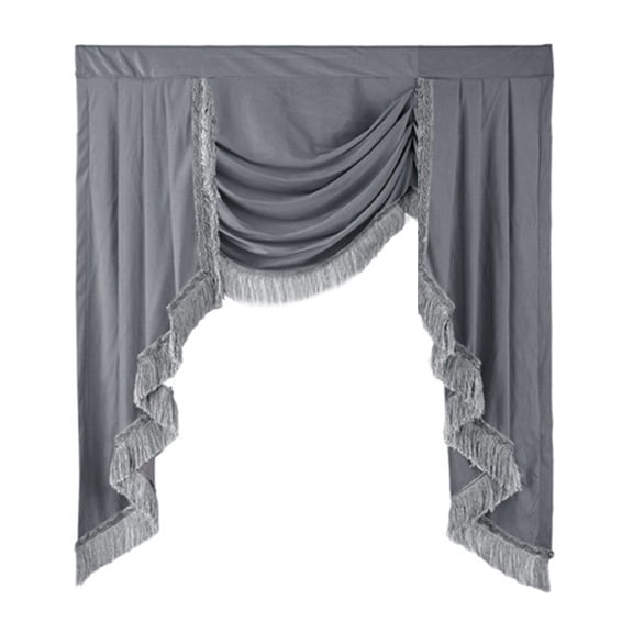 Elegant Rippled Design Curtain Valance Fringe Detail 90% Light Blocking Soft Drapes
