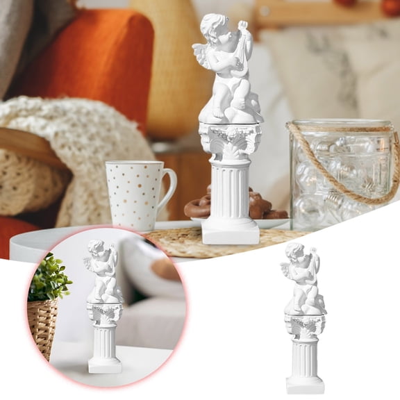 Elegant Roman Columns Angel Ornaments - Decorative Resin Sculptures for Display Windows Model Rooms and Mini Shooting Props