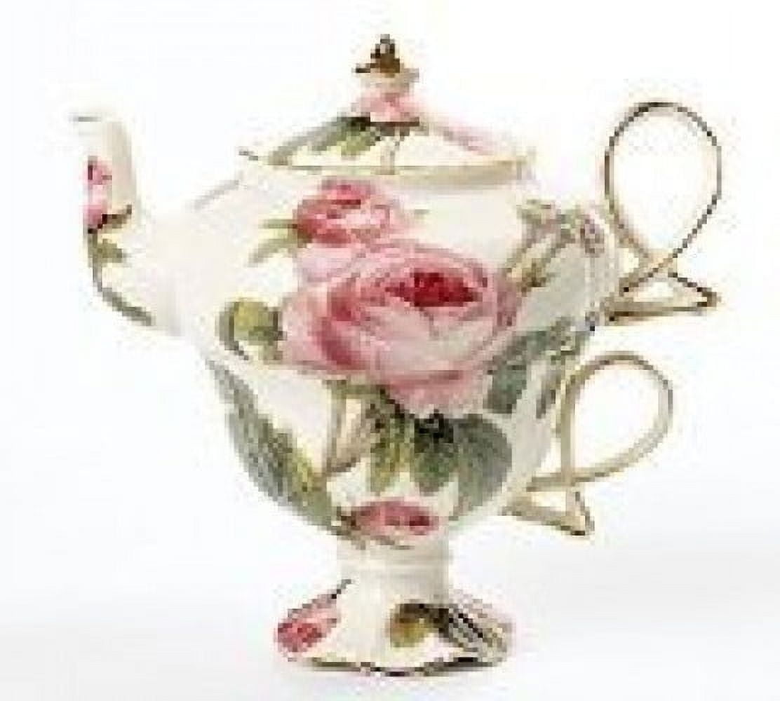 Elegant Romantic Rose Victorian Porcelain Teapot And Teacup Duo
