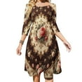 thumbnail image 1 of Elegant Rose Floral Print Sweetheart Knot Flared Dress Fashion Design Large Size Loose Dress Spring Summer Women Dress, 1 of 9