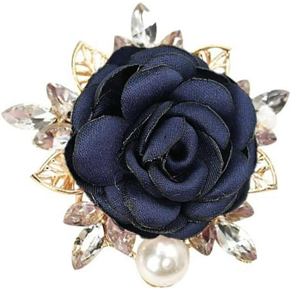 Elegant Rose Flower Brooch Pin for Women Men Wedding Party Gentleman's Essentials Handmade Crystal Pearl Fabric Flower Lapel Pin Dress Suit Accessories Boutonniere Ideas Gift