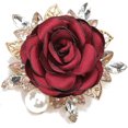 thumbnail image 1 of Elegant Rose Flower Brooch Pin for Women Men Wedding Party Gentleman's Essentials Handmade Crystal Pearl Fabric Flower Lapel Pin Dress Suit Accessories Boutonniere Ideas Gift, 1 of 11
