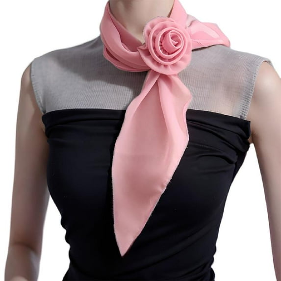 Elegant Rose Flower Neck Scarf for Casual Party Gown Silk Scarf Decorative Neckwear Women Favor Neck Wrap Shawl Scarves