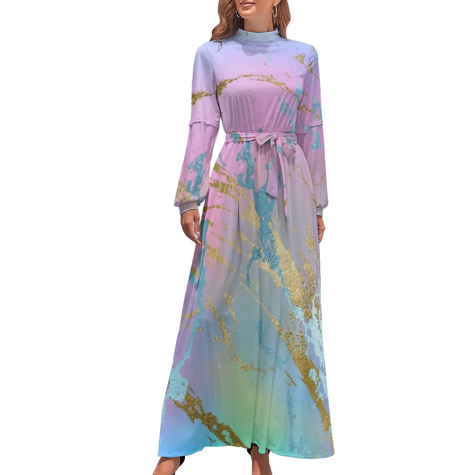 slim fit dress slacks Rose Gold Metallic Pleated Maxi Dress – Luscious Boutique main image 0