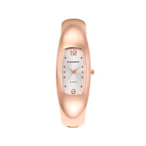 Elegant Rose Gold & White Dial Women’s Bracelet Watch – Crystal Quartz Bangle Timepiece for Daily Wear