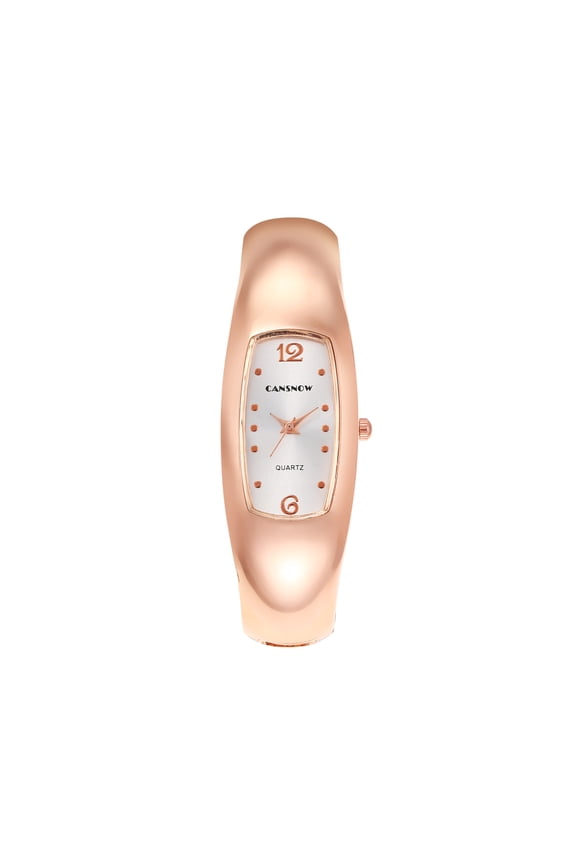 Elegant Rose Gold & White Dial Women’s Bracelet Watch – Crystal Quartz Bangle Timepiece for Daily Wear