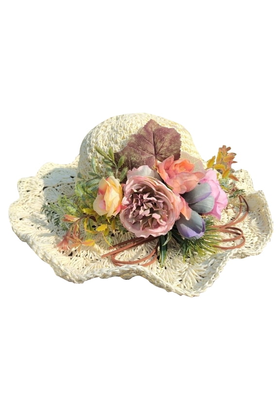 Elegant Rose Peony SunHat Breathable Hat Holiday Decors Vacation Hat Western Audrey Photo Props