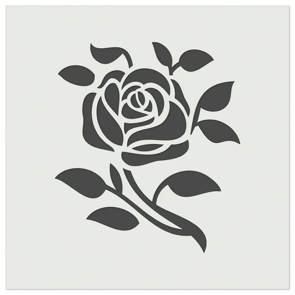 Elegant Rose Stem with Leaves DIY Cookie Wall Craft Stencil - 5.5 Inch