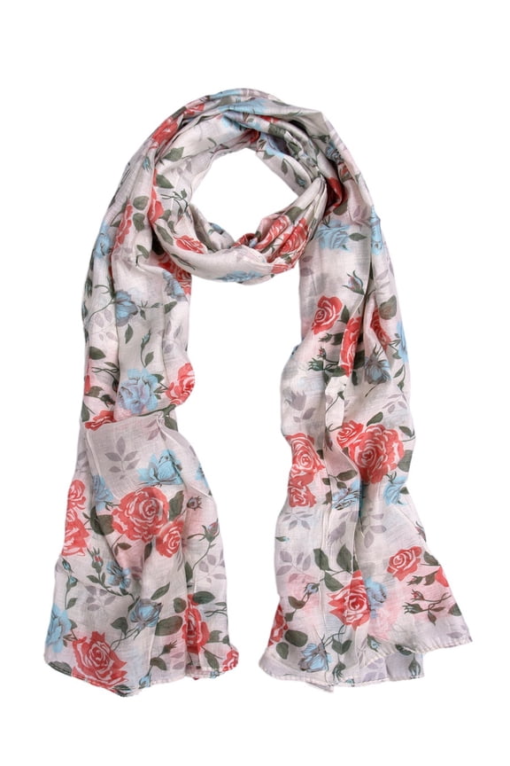 Elegant Roses Print Floral Scarf
