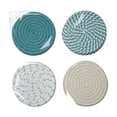 thumbnail image 1 of Elegant Round Braided Coasters 4pc Set Woven Drink Mats 4 Inch for Modern Home Decor Furniture Surface Safety Green Lake Green Series, 1 of 5