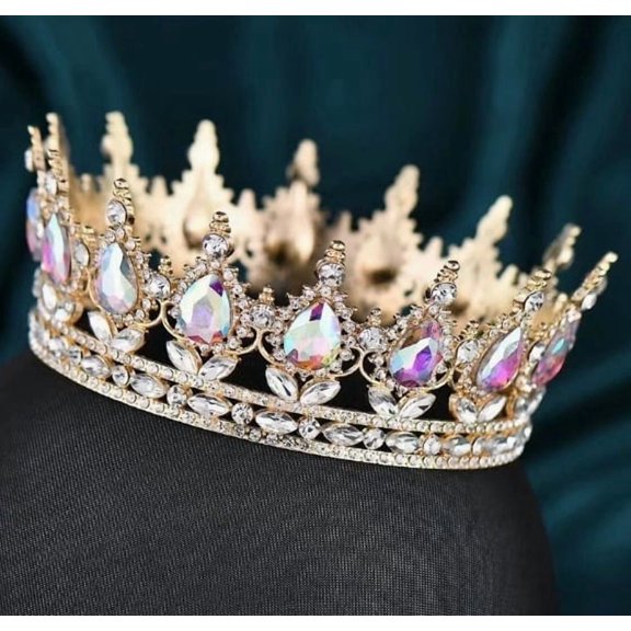 Elegant Round Bridal Crown with Water Drop Diamonds - Alloy Wedding Tiara for Bride, Cake Decoration & Party Accessory