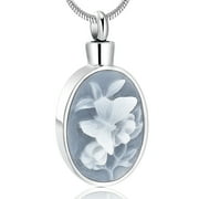 Elegant Round Butterfly Cremation Jewelry for Ashes Urn Necklace Lockets for Human Ashes Holder Necklace for Woman