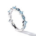 thumbnail image 1 of Elegant Round Cut Lab-Created Swiss Blue Topaz Half Eternity Wedding Band Ring | 925 Sterling Silver | Timeless Gift Jewelry for Women, 1 of 5
