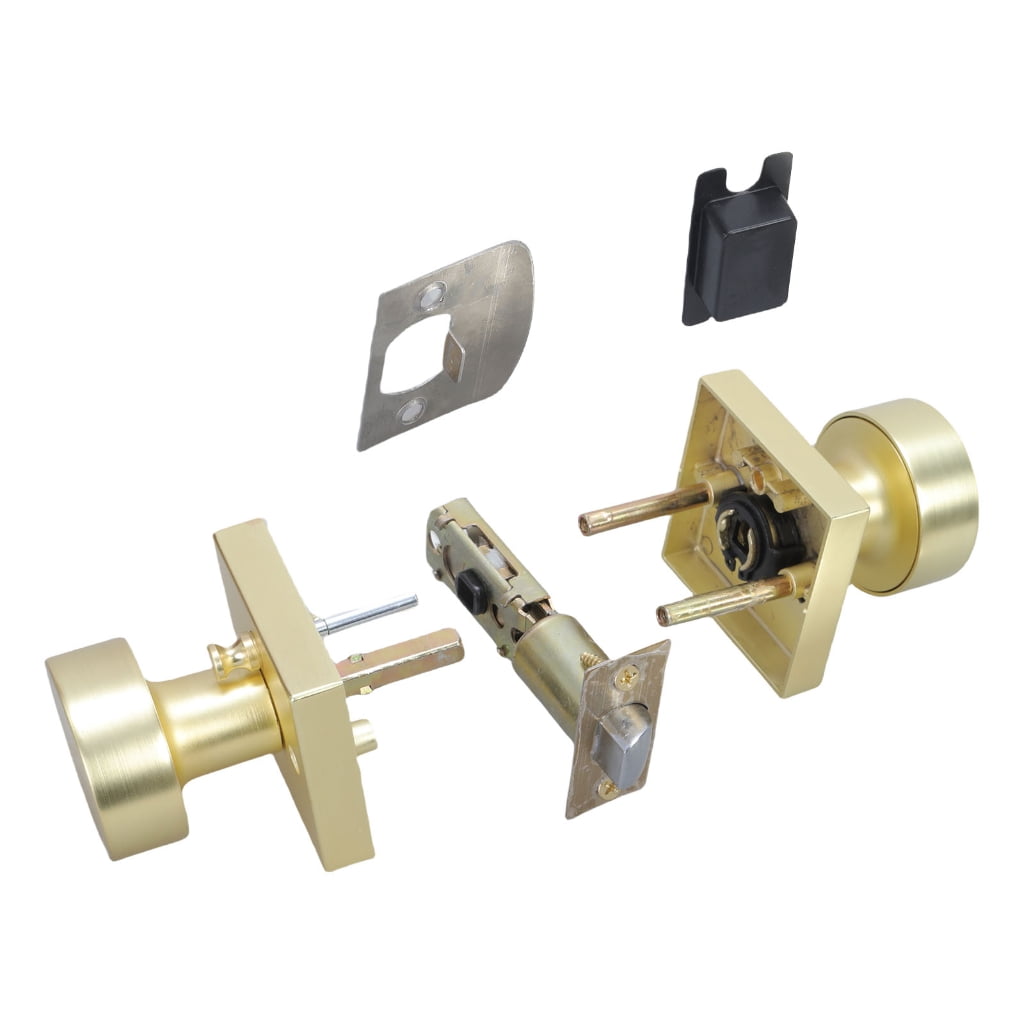 Elegant Round Door Knobs with Satins Brass Finish Accessory for Any Room