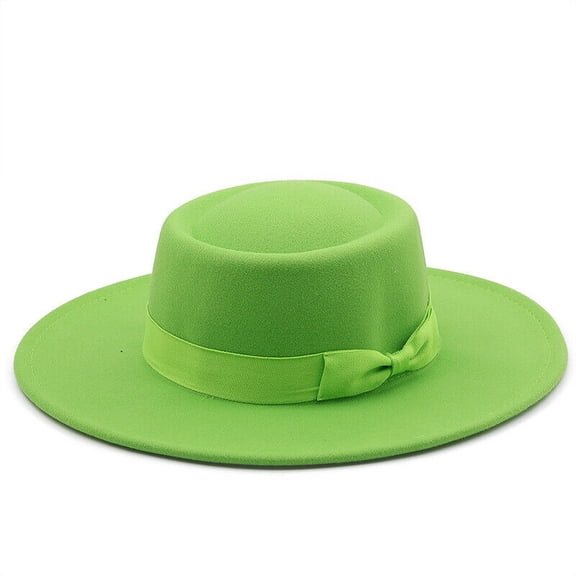 Elegant Round Top Fedora with Bow Wide Brim Jazz Hat for Men & Women Felt Cloche