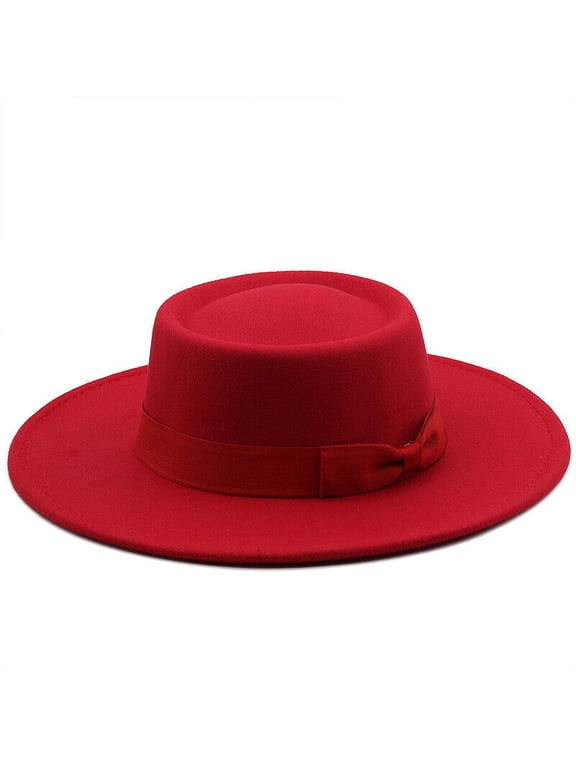 Elegant Round Top Fedora with Bow Wide Brim Jazz Hat for Men & Women Felt Cloche