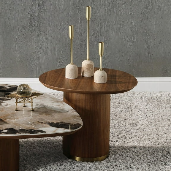 Elegant Round Walnut Pedestal Table - Enhances Aesthetics Of Living Spaces Oval End With Ideal For Intimate Dining
